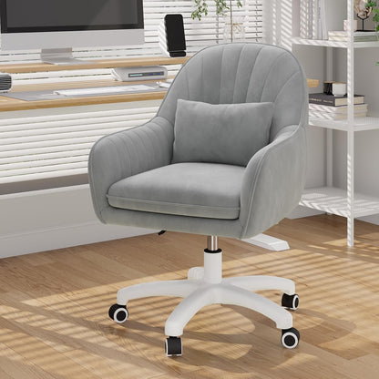Home Office Chair, Velvet Chair with Pillow, 360° Swivel Height Adjustable Office Chair