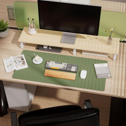 Cork Desk Mat, Reversible Desk Pad with Natural Cork & PU Leather, Mouse Pad/Table Protector Green