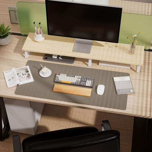 Cork Desk Mat, Reversible Desk Pad with Natural Cork & PU Leather, Mouse Pad/Table Protector Brown